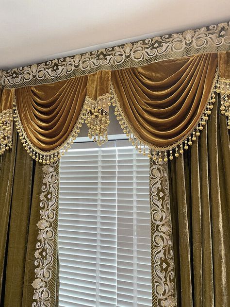 Gold and white curtains