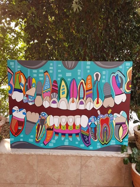 Dentist Painting Ideas, Dental Public Health, Dental Wall Art, Dental Wallpaper, Iron Gym, Dentist Art, Dental Logo Design, Dental Posts, Dental Posters