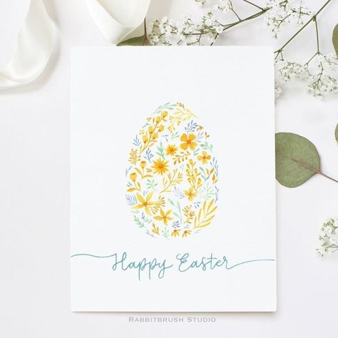 Easter Egg Watercolor Painting, Easter Card Watercolor, Easter Cards Handmade Watercolor, Happy Easter Cards Handmade, Watercolour Easter Cards, Easter Watercolor Cards, Watercolor Easter Cards, Easter Egg Cards, Cute Easter Cards