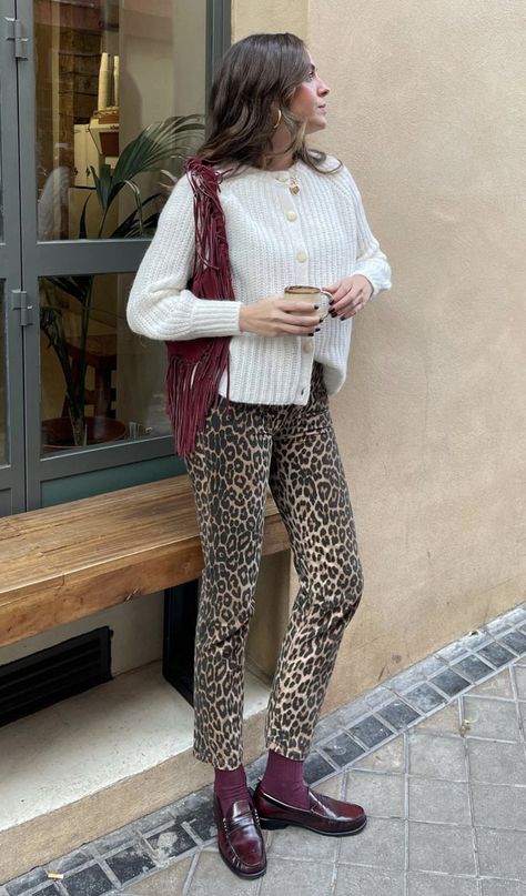 Dublin Street Style Ireland, Leopard Loafers Outfit, Cheetah Print Outfits, Day To Night Outfit, Tube Top And Skirt, Cheetah Nails, High Waist Long Skirt, Leopard Print Nails, Print Nails