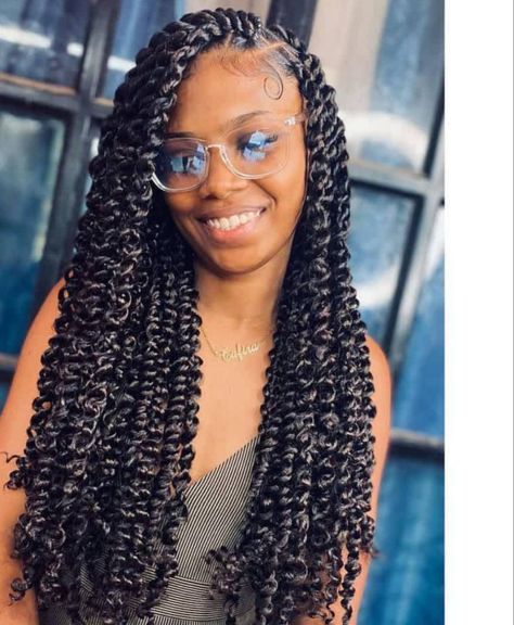 Newest Braided Hairstyles Black, Passion Twist Braids Hairstyles For Black Women, Crochet Hairstyles For Black Women Twist, Large Passion Twists Hairstyle, Twist With Weave Hairstyles, Crochets Hairstyles For Black Women, Braids And Twists For Black Women, Large Passion Twists Braids, Medium Twist Braids Hairstyles