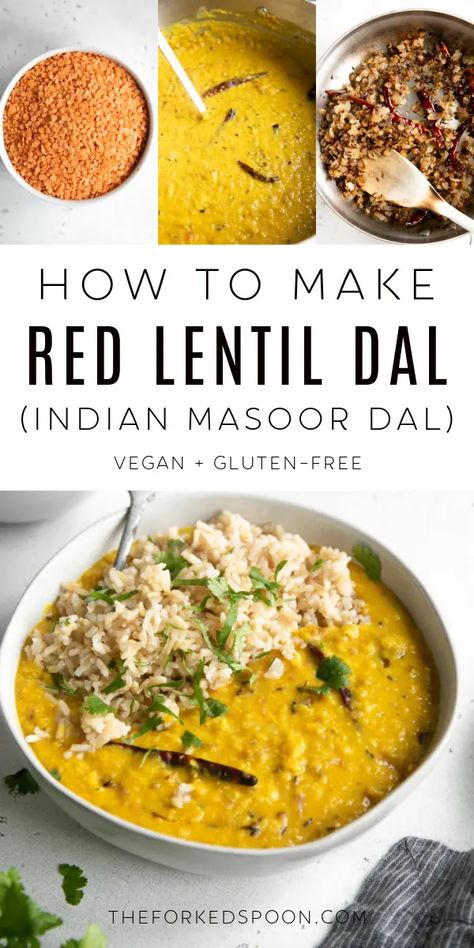 Masoor Dal is a fragrant and flavorful Indian spiced lentil curry made with red lentils, dried red chilis, onion, garlic, and cumin seeds. Enjoy a bowl of this naturally vegan and gluten-free spicy masoor dal recipe as a simple side or healthy main dish. Dal Recipe Indian, Lentil Dal Recipe, Red Lentil Recipes, Sloppy Joe Recipe Easy, Indian Lentils, Spiced Lentils, Lentil Dal, Cooking Basmati Rice, Red Lentils