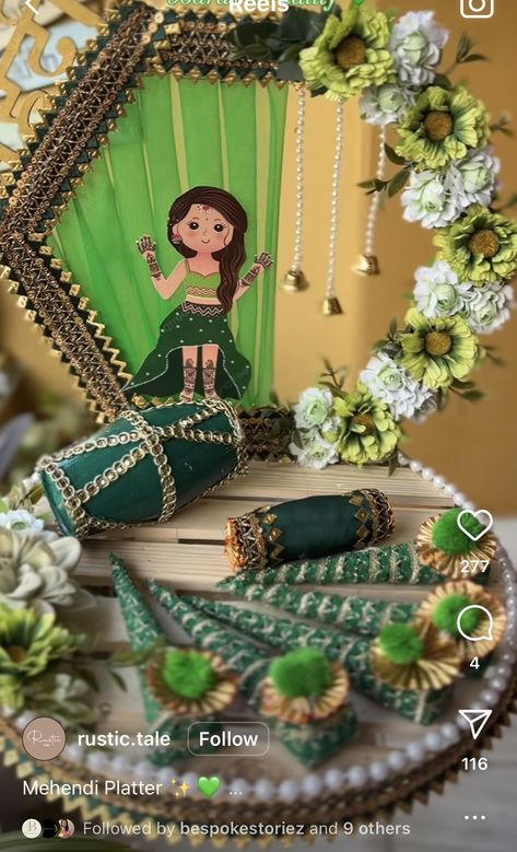 Teej Decoration Ideas Diy, Ladkiwale Ideas, Haldi Hamper Ideas, Marriage Hamper Ideas, Nikah Props Ideas, Mehndi Gifts For Bride, Unique Bride Entry Ideas Indian, Mehendi Diy Decor Ideas, Dholki Decor Home Simple Diy