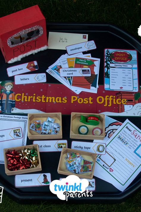 Christmas Role Play Eyfs, Christmas Role Play Area Eyfs, Christmas Role Play Areas Eyfs, Christmas Roleplay Eyfs, Jolly Postman Eyfs Activities, Eyfs Christmas Cards Ideas, Jolly Postman Eyfs, Post Office Role Play Eyfs, Christmas Post Office Role Play