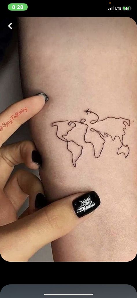 Small Travel Tattoos, Plane Tattoos, Rome Tattoo, Cousin Tattoos, Paris Tattoo, Airplane Tattoos, Hidden Tattoos, Travel Tattoos, Map Tattoos