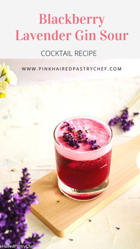 Blackberry Gin Cocktail Recipes, Strawberry Lavender Cocktail, Blackberry Syrup Cocktails, Lavender Cocktails, Lavender Gin, Gin Based Cocktails, Blackberry Lavender, Easy Gin Cocktails, Gimlet Recipe