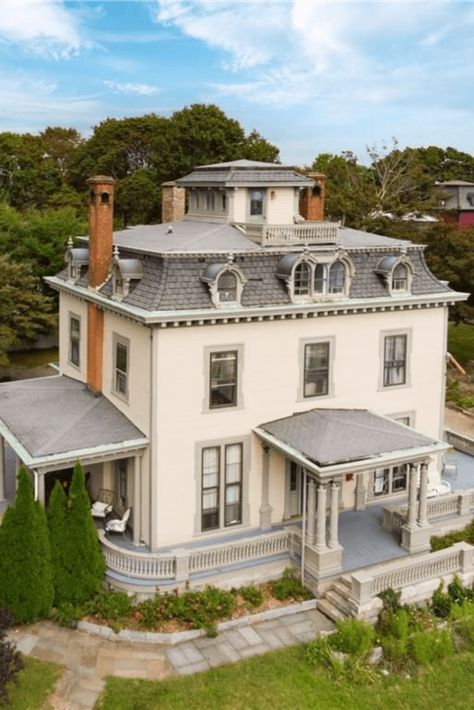 Second Empire #architecture #travel Italianate House, Empire House, Empire Architecture, New London Connecticut, Widows Walk, Mansard Roof, Grand Hall, Architecture Design Concept, New London