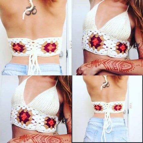 Tops A Crochet, Crochet Shirts, Daisy Crochet, Bikinis Crochet, Diy Crochet Bag, Crochet Design Pattern, Crochet Crop, Crochet Tops, Crochet Crop Top