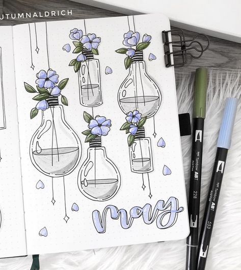 May Bujo Cover, Fancy Drawing, May Bujo, Bujo Cover, Painting Mood, Bullet Journal Ideas Templates, Desain Buklet, Bullet Journal Paper, Bulletin Journal Ideas