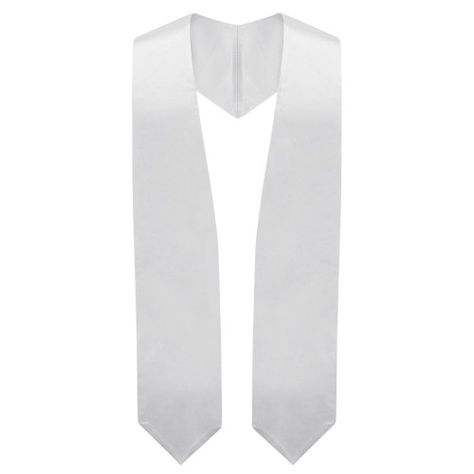 White Graduation Stole | A classic graduation accessory, stoles are worn by graduates from specific organizations and denote academic achievement. Graduation World's stoles are made from beautiful bridal satin and has pointed arrow edges. The stole is worn equally over the shoulders and should measure 31" on each side. To change your graduation look and add extra honor, buy a stole now from Graduation World! Graduation Accessories, Graduation Wallpaper, Friends At School, White Stole, Graduation Stoles, Christian High School, Graduation Look, Graduation Sash, Clothes Embroidery Diy