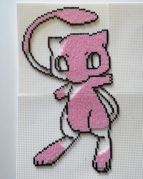 Mew Perler Bead Pattern, Mew Perler Bead, Mew Perler, Vulpix Perler Beads, Mew Pokemon, Shiny Pokemon Perler Beads, Perler Beads Pokemon Legendary, Evee Evolution Perler Beads, Pokemon Mew