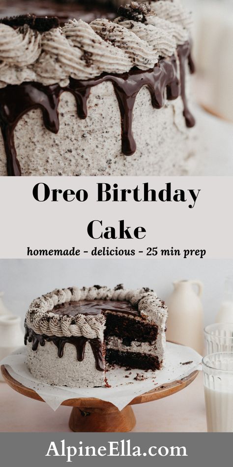 Oreo Ganache, Oreo Layer Cake Recipe, Chocolate Cake With Oreo Filling, 6 Inch Oreo Cake, Small Oreo Cake, Chocolate Cake Oreo, Diy Cakes For Men, Not Cake Birthday Cake, Birthday Cake Oreos