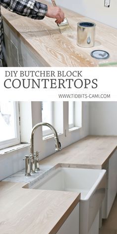 Diy Butcher Block Countertops, Kitchen Renovation Diy Ideas, Diy Butcher Block, Block Countertops, Cocina Diy, Kitchen Diy Makeover, Diy Kitchen Renovation, Diy Kitchen Remodel, Kitchen Organization Diy