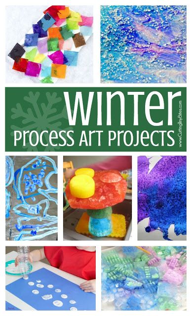 Winter Process Art- Great collection of 20 ideas for winter process art for toddlers, preschoolers, kindergartners, and elementary kids.  You'll find painting, stamping, collages, sculpture, and more! Winter Process Art, Process Art For Toddlers, Play Ideas For Kids, Art For Toddlers, Winter Play, Preschool Winter, Winter Art Projects, Winter Activities For Kids, Winter Preschool