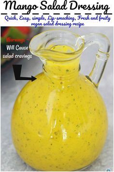 Mango Vinaigrette Dressing, Best Vegan Salads, Mango Salad Dressing, Healthy Dressing Recipes, Vegan Salad Dressing Recipes, Mango Dressing, Dressing Salad, Salad Dressing Recipes Healthy, Vegan Salad Dressing