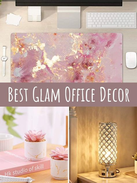 Best Glam Office Decor Ideas to Make You Feel Chic - Pink Pop Design Glam Home Office Ideas, Pink Office Ideas, Pink And Gold Office, Pink Gold Office, Cricut Office, Womens Office Decor, Work Cubicle Decor, Women Office Decor, Glam Office Decor