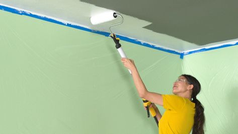 Learn how to paint smooth and textured ceilings the easy way using a Wagner PaintStick EZ Roller and FLEXiO 3500 Paint Sprayer! Indoor Painting, Brick Accent Wall, Smooth Ceiling, Ceiling Painting, Ceiling Texture, Project Steps, Learn How To Paint, Paint Sprayer, Paint Roller