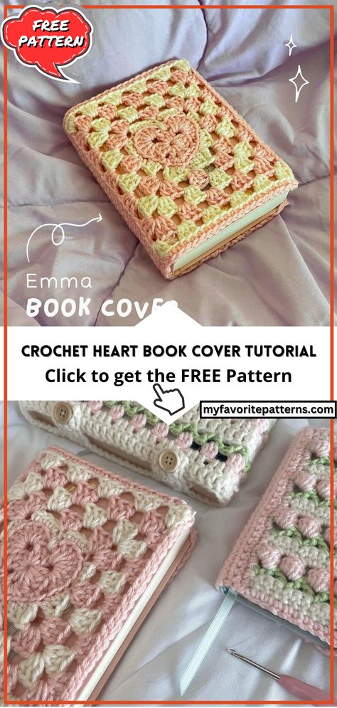 Crochet Heart Book Cover Tutorial Book Holder Crochet Pattern, Crocheted Bible Covers Free Pattern, Cute Crochet Book Covers, Knitted Book Cover Free Pattern, Crochet Patterns Book Cover, Crochet Book Sleeve Free Pattern Granny Square, Gen Z Crochet Patterns, How To Crochet A Book Cover, Crochet Granny Square Book Cover