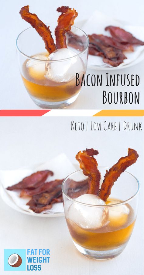 Bacon Infused Bourbon - How To Fat Wash Alcohol With Bacon Infused Bourbon, Bourbon Bacon, Candied Bacon, Flavored Bacon, Keto Drink, Ketogenic Diet Plan, Soft Cheese, Low Carb Keto, Cocktail Recipes