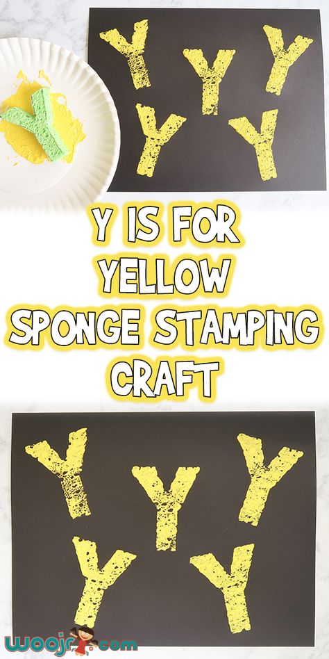 This Y is for Yellow Sponge Stamping Craft is great for a Y letter lesson, and this technique can be used to make stamps for the whole alphabet! Y Is For Yellow, Letter Y Crafts, Preschool Letter Crafts, Y Letter, Alphabet Crafts Preschool, Abc Crafts, Alphabet Letter Crafts, Yellow Crafts, Preschool Art Projects