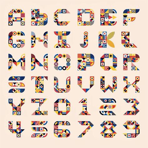 Geometric Fonts Alphabet, Interesting Typography, Typography Geometric, Modular Typeface, Shape Alphabet, Geometric Letters, Geometric Alphabet, Digital Typography, Tourism Design