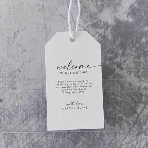 Modern Script Wedding Welcome Gift Tags - Wedding Gifts Wedding Hotel Welcome Bag Tags, Industrial Lettering, Modern Destination Wedding, Boho Autumn, Wedding Welcome Gifts, Destination Wedding Welcome Bag, Kauai Wedding, Welcome Bag, Lettering Typography