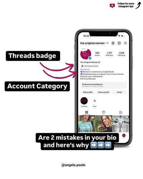 Don’t let a busy Instagram bio cost you followers!! ⤵️ Instagram is busy! Your audience is busy!! And Instagram has more content than consumers so people are now selective about who they follow! ⤵️ Make it’s easier for them to follow you by making your bio clear and concise! Unless you want to grow your Threads following, there’s no need to share your Threads badge! It’s a waste of space! And that applies to your category being displayed too!! There’s no need to see it, as again it’s a ... Community Women, Womens Movement, Followers Instagram, Edit Profile, Instagram Bio, Follow You, Instagram Tips, See It, To Grow