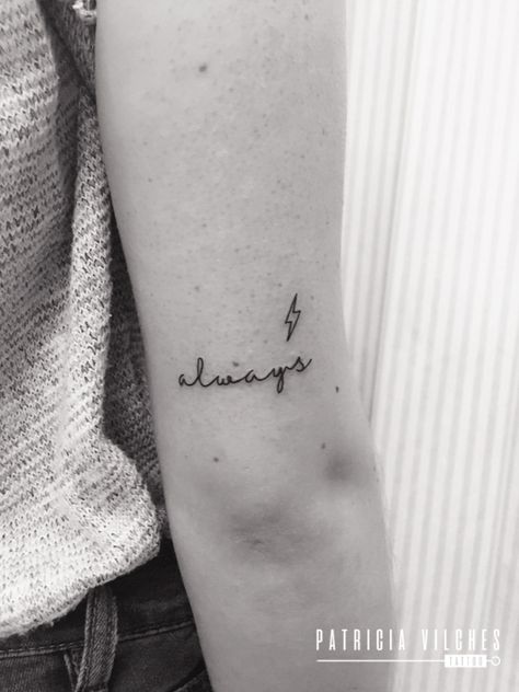 Classy Harry Potter Tattoo, Hp Always Tattoo, All Was Well Tattoo Harry Potter, Harry Potter Dainty Tattoos, Harry Potter Cover Up Tattoo, Harry Potter Flower Tattoo, Harry Potter Small Tattoo Ideas, Dainty Harry Potter Tattoos, Harry Potter Lightning Bolt Tattoo