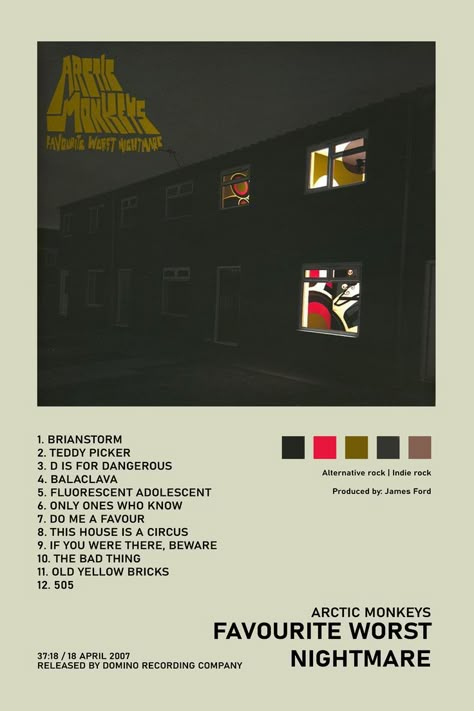 Arctic Monkeys Album Cover, Arctic Monkeys Album, Favourite Worst Nightmare, Song Posters, Minimalist Music, Music Poster Ideas, Cool Album Covers, Album Posters, Music Poster Design