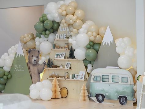 Luv’s first adventure! More adventures await 💚 | Instagram Camp Baby Shower Ideas, Pizzeria Party, Winter Woodland Birthday, Adventure Baby Shower Theme, Lake Birthday Party, Happy Camper Birthday Party, Explorer Birthday Party, Adventure Birthday Party, Lake Birthday