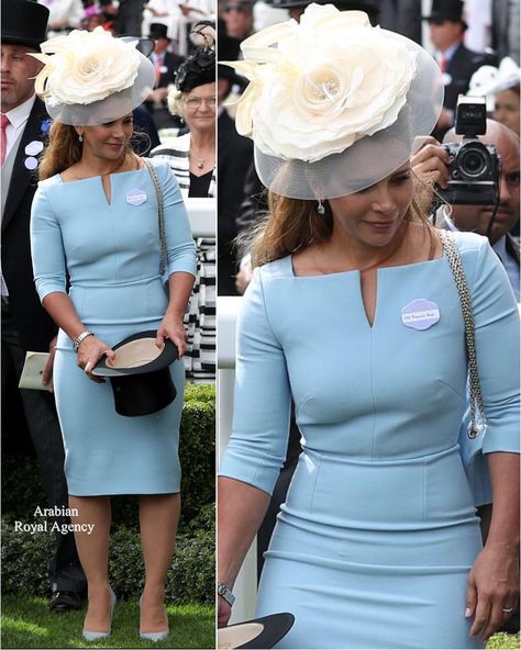 Princess Haya, Blue Princess Dress, Royal Clothes, Baby Blue Dress, Royal Hats, 1 June, Corporate Dress, Baby Blue Dresses, Corporate Attire