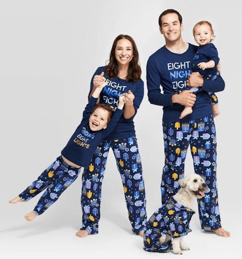 Eight Nights Eight Lights Family Matching Hanukkah Pajamas Family Holiday Outfits, Wallpapers Celebrities, Hotdog Costume, Hanukkah Art, Feasts Of The Lord, Elf Pajamas, Family Christmas Outfits, Holidays With Toddlers, Hanukkah Party