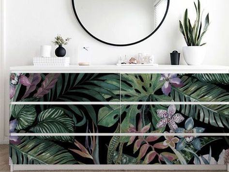 Ikea Hacks: These Companies Customize Your Ikea Furniture | Chatelaine Malm Dresser Wallpaper, Dresser Decals, Cabinet Legs, Malm Dresser, Furniture Remodeling, Ikea Finds, Ikea Ideas, Ikea Dresser, Dresser Bed