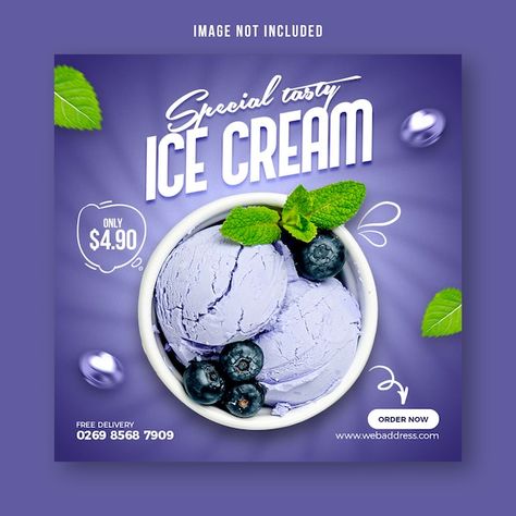 Ice Cream Social Media Post, Ice Cream Poster Design, Ice Cream Social Media, Poster Ice Cream, Cake Poster, Hoarding Design, Tasty Ice Cream, Headphones Art, Ice Cream Poster