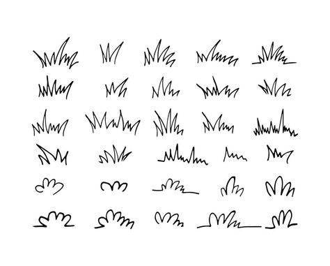 Simple Grass Drawing, Grass Line Art, Ink Exercises, Grass Doodle, Woodland Doodles, Owen Tattoo, Grass Tattoo, Skeleton Art Drawing, Free Tattoo Fonts