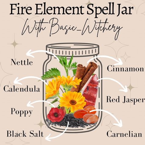 Element Jars Witchcraft, Fire Element Spell Jar, Easy Spell Jars Recipes, Jar Spells Witchcraft, Bottle Spells, Magic Jar, Big Jars, Element Of Fire, Spell Bottles