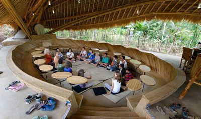 21st Century Learning Spaces, Green School Bali, Classroom Architecture, Bali Architecture, Preschool Designs, Outdoor Learning Spaces, Kindergarten Design, Bamboo Architecture, Nature School