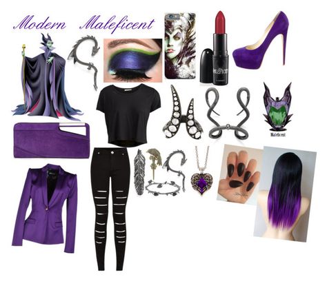 "Modern Maleficent" by ellessecrowther ❤ liked on Polyvore featuring Villain, Pieces, Just Cavalli, Brian Atwood, COSTUME NATIONAL, Monan, Disney, claire's and modern Modern Maleficent, Disney Villain Costumes, Maleficent Cosplay, Maleficent Costume, Duo Costumes, Cruise Fashion, Villain Costumes, Disney Bound Outfits, Disney Inspired Outfits