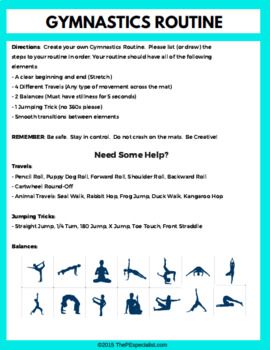 Gymnastics Routines, Activity Worksheet, Basic Skills, Unit Plan, Visual Aid, Student Created, 5th Grades, 5th Grade, Gymnastics