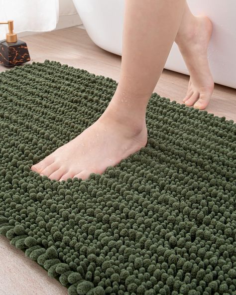 PRICES MAY VARY. Super Absorbent-DEXI olive green bath mats are the absorbent, non-skid pads that you can throw it down in front of your shower or tub. The olive green bath rugs for bathroom will prevent slips and post-shower puddles. Fashionable Design-Bathroom mats are tufted up and lend to the look of a luxurious and guest-friendly bathroom.There are colors available.Ensure that the olive green bathroom mat you choose compliments both the tone and feel of your room. Comfort and Non Slip-The s Small Bathroom Rugs, Toilet Shower Room, Olive Green Bathrooms, Green Bathroom Rugs, Dark Green Bathrooms, Green Bath Mat, Green Bathroom Decor, Chenille Bath Mat, Large Bath Mat