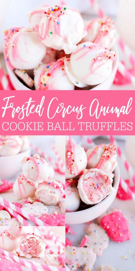 Easy Circus Animal Cookie Truffles with Mother’s Circus Animal Cookies! These No Bake Cookie Balls are a FUN and Easy Dessert Recipe with only 3 Ingredients! The perfect no bake recipe for kids and fun animal cracker treat! #lemonpeony #animalcrackers #cookieballs #truffles Animal Cracker Truffles, Circus Animal Crackers, Cake Balls Flavors, Baseball Bake Sale Ideas, Dessert Balls No Bake, Spring Theme Desserts, Valentines Dessert For A Crowd, Fun Cupcakes For Kids, No Bake Cookie Balls