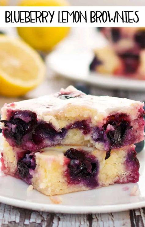 The Best Blueberry Lemon Brownies From Scratch - Sweet Pea's Kitchen Blueberry Brownies, Blueberry Desserts Recipes, Lemon Brownies, Brownies From Scratch, Summer Cookout, Blueberry Desserts, Blueberry Recipes, Lemon Bars, Lemon Desserts