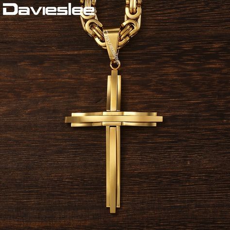 Gold Cross Pendant For Men, Men's Cross Necklaces, Cross Pendant For Men, Cross Pendant Necklace Men, Black Cross Necklace, Byzantine Gold, Mens Cross Necklace, Gold Tattoo, Necklaces For Men