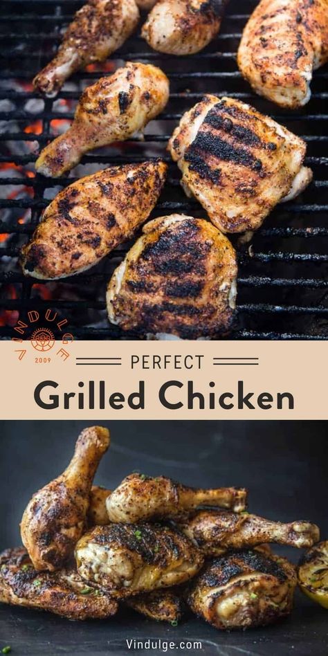 This easy Grilled Chicken comes out perfect every time. Follow these simple steps to get great flavor, crispy skin, and juicy texture for the BEST grilled chicken! Stop overcooking chicken and learn the tips and tricks that pros use! Crispy Grilled Chicken, Chicken Pieces Recipes, Grilled Chicken Seasoning, Grilled Drumsticks, Grilled Foil Packets, The Best Grilled Chicken, Chicken On The Grill, Chicken Seasoning Recipes, Best Chicken Ever