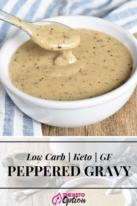 Low Carb Gravy, Gravy Gluten Free, Peppered Gravy, Keto Gravy, Keto Sauce, Keto Turkey, Keto Sauces, Keto Biscuits, Keto Cream