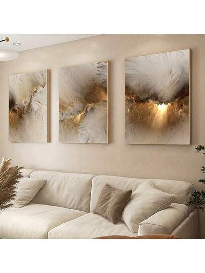 Paintings For Home, Pretty Living Room, Bathroom Artwork, Bedroom Cozy, Cloud Canvas, Gold Living Room, Decoration Tips, Apartment Bedroom Decor, Interior Wall Design