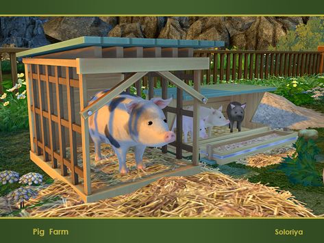 Sims 4 Pets Mod, Pig Shelter, Pig Farm, Pig House, Sims 4 House Building, Pig Farming, Sims 4 Downloads, Sims Community, Farm Decor