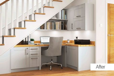 Office Under The Stairs, Desk Under Stairs, Office Under Stairs, Cabinet Under Stairs, Alcove Desk, Under Stairs Nook, Stair Nook, Space Under Stairs, Under Stair