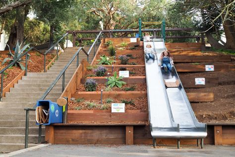 7 Most Epic Playground Slides in the Bay Area Playground Slides, Abandoned Mansion For Sale, City Playground, Terrace Building, Playground Slide, Landscape Designer, Natural Playground, Golden Gate Park, Backyard Playground