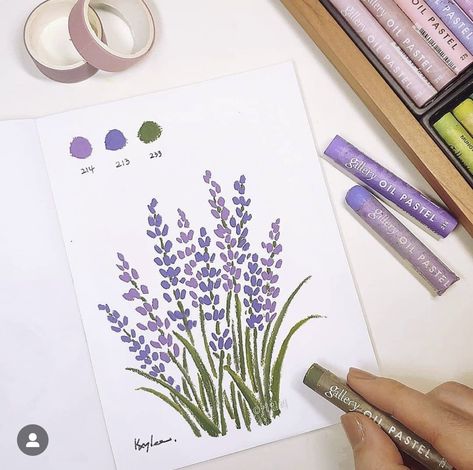 Lavender Drawing, Lavender Paint, Oil Pastel Drawings Easy, Doddle Art, Soft Pastel Art, Oil Pastels Painting, Pastel Lavender, Pastel Sec, Oil Pastel Paintings